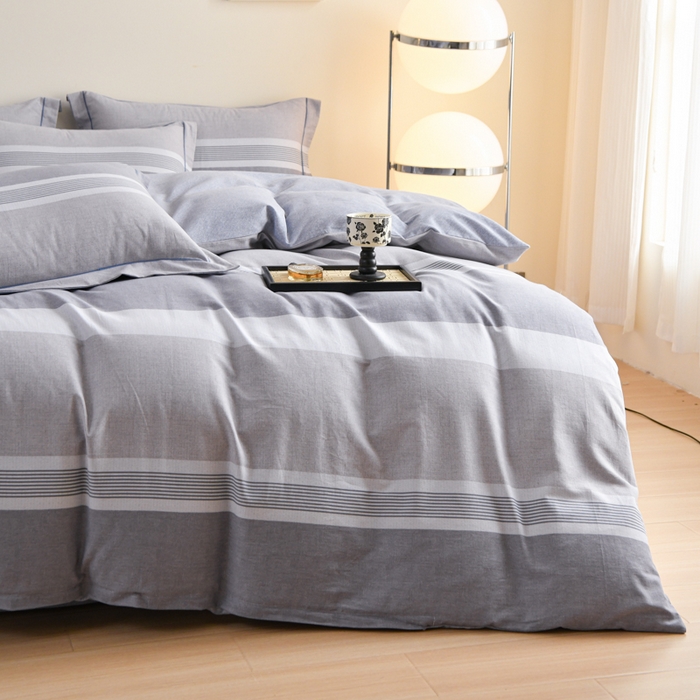 91家纺网 家纺一手货源 找家纺 铭浩家纺 2025新款全棉纯棉数码印花四件套 南烟-灰