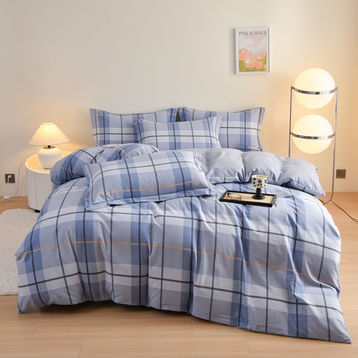 铭浩家纺 2025新款全棉纯棉数码印花四件套 诺卡-蓝