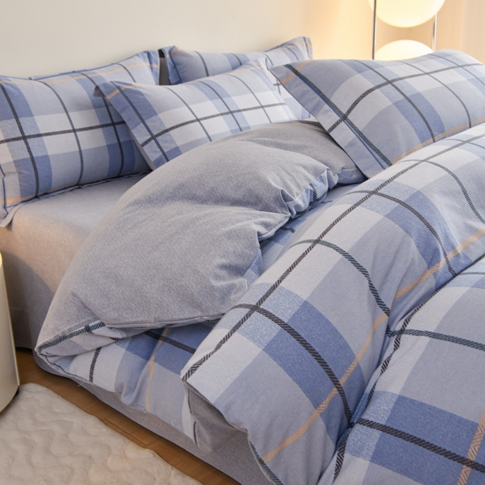 91家纺网 家纺一手货源 找家纺 铭浩家纺 2025新款全棉纯棉数码印花四件套 诺卡-蓝