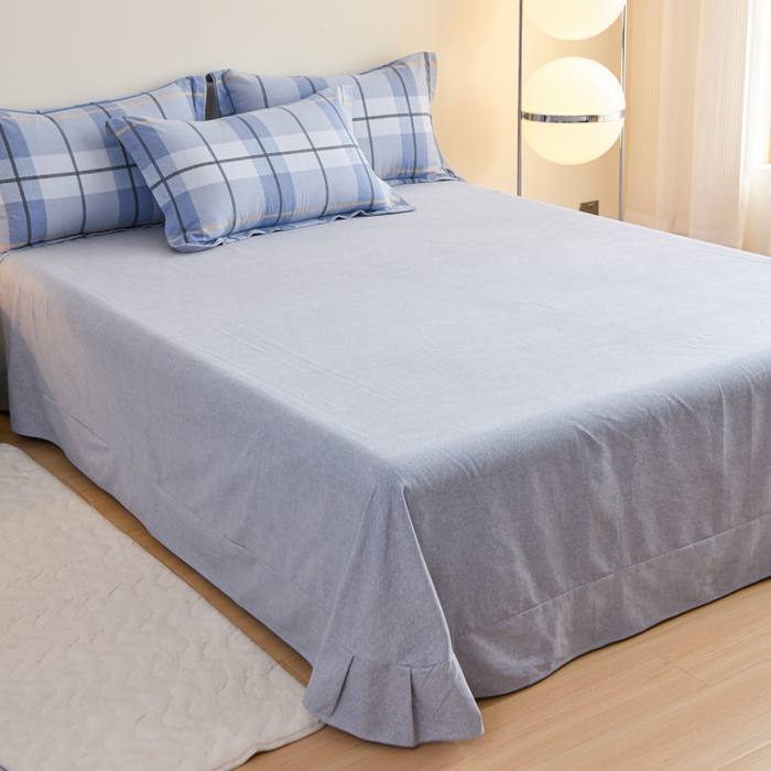 91家纺网 家纺一手货源 找家纺 铭浩家纺 2025新款全棉纯棉数码印花四件套 诺卡-蓝