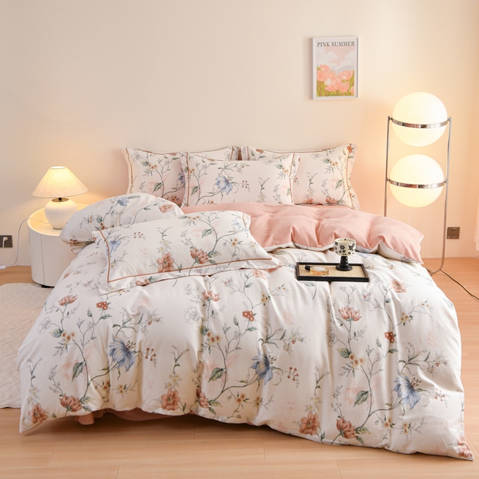 铭浩家纺 2025新款全棉纯棉数码印花四件套 舒雅