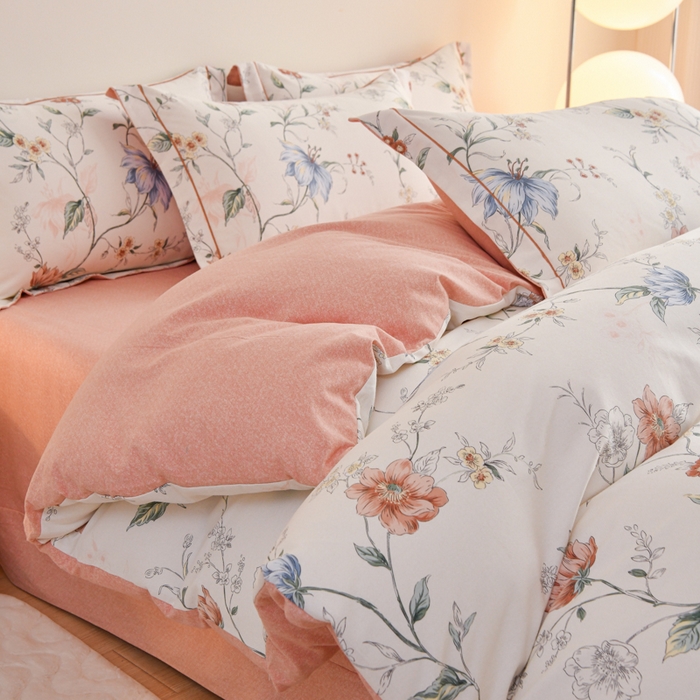 91家纺网 家纺一手货源 找家纺 铭浩家纺 2025新款全棉纯棉数码印花四件套 舒雅