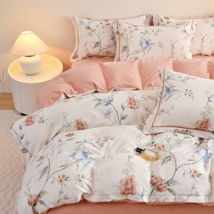 91家纺网 家纺一手货源 找家纺 铭浩家纺 2025新款全棉纯棉数码印花四件套 舒雅