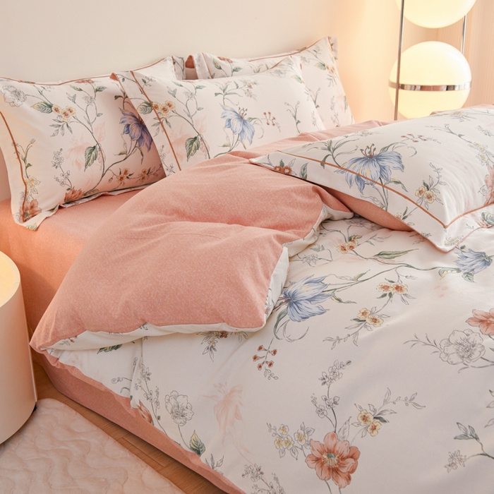 91家纺网 家纺一手货源 找家纺 铭浩家纺 2025新款全棉纯棉数码印花四件套 舒雅