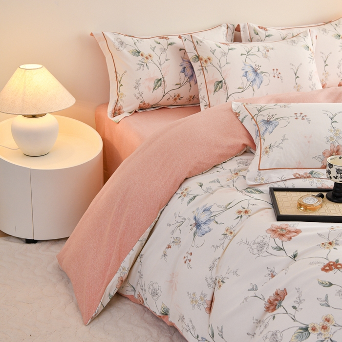 91家纺网 家纺一手货源 找家纺 铭浩家纺 2025新款全棉纯棉数码印花四件套 舒雅