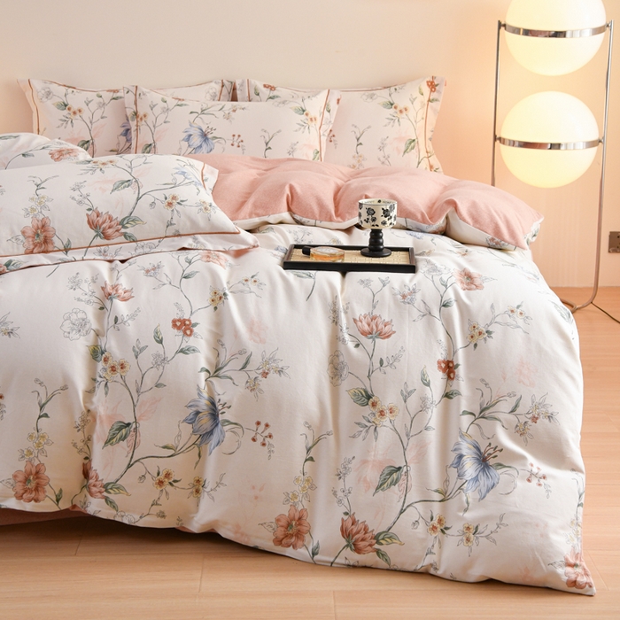 91家纺网 家纺一手货源 找家纺 铭浩家纺 2025新款全棉纯棉数码印花四件套 舒雅