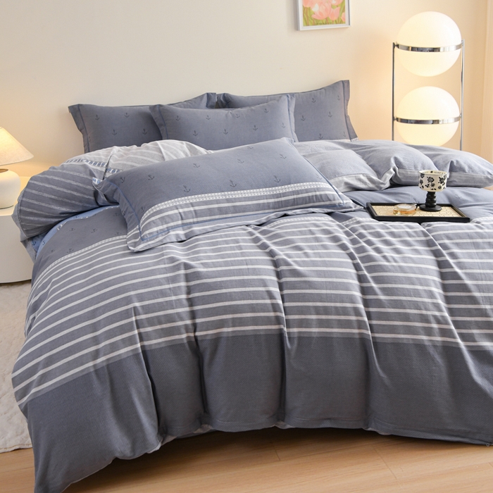 91家纺网 家纺一手货源 找家纺 铭浩家纺 2025新款全棉纯棉数码印花四件套 西雅图-蓝