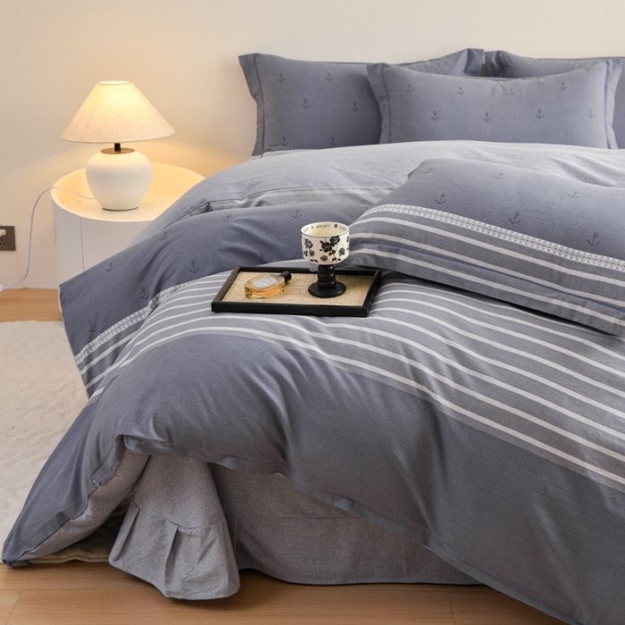 91家纺网 家纺一手货源 找家纺 铭浩家纺 2025新款全棉纯棉数码印花四件套 西雅图-蓝