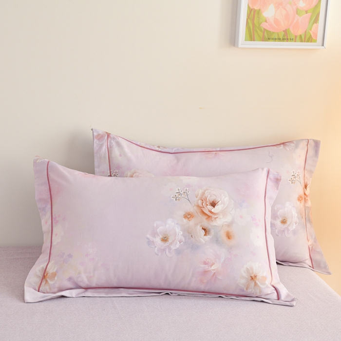 91家纺网 家纺一手货源 找家纺 铭浩家纺 2025新款全棉纯棉数码印花四件套 颜玉-紫