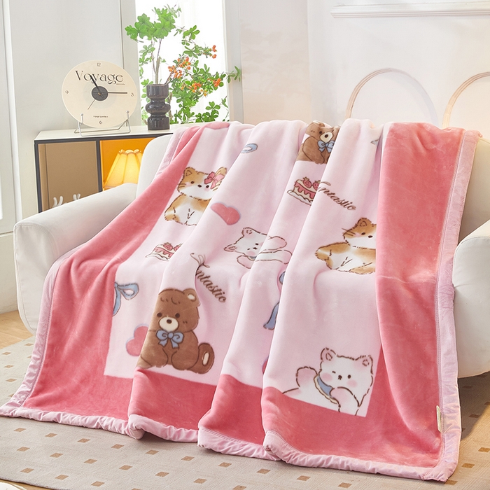 新款拉舍尔毛毯4-12斤 023 躲猫猫-粉