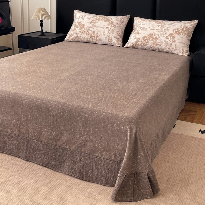 91家纺网 家纺一手货源 找家纺 海岛哥哥 2025新款原麻复古亚麻四件套系列 茶巷