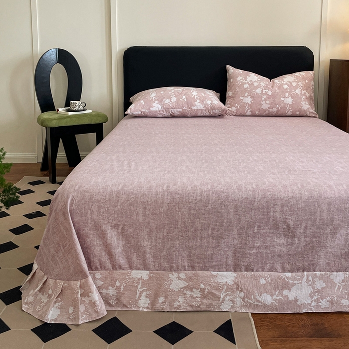 91家纺网 家纺一手货源 找家纺 海岛哥哥 2025新款原麻复古亚麻四件套系列 浮绘花影