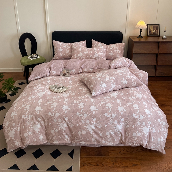 91家纺网 家纺一手货源 找家纺 海岛哥哥 2025新款原麻复古亚麻四件套系列 浮绘花影