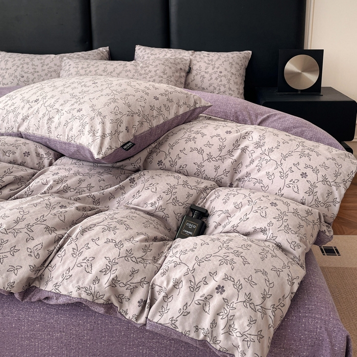 91家纺网 家纺一手货源 找家纺 海岛哥哥 2025新款原麻复古亚麻四件套系列 花谜