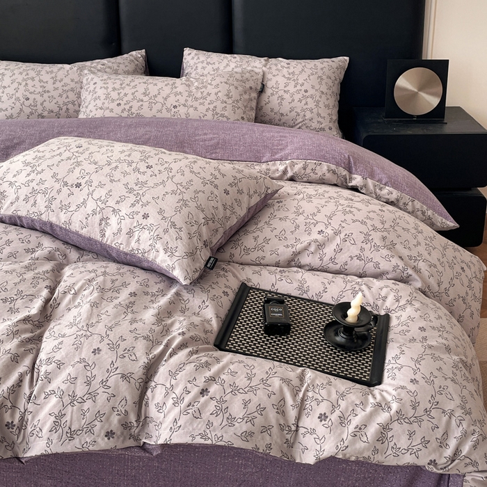 91家纺网 家纺一手货源 找家纺 海岛哥哥 2025新款原麻复古亚麻四件套系列 花谜