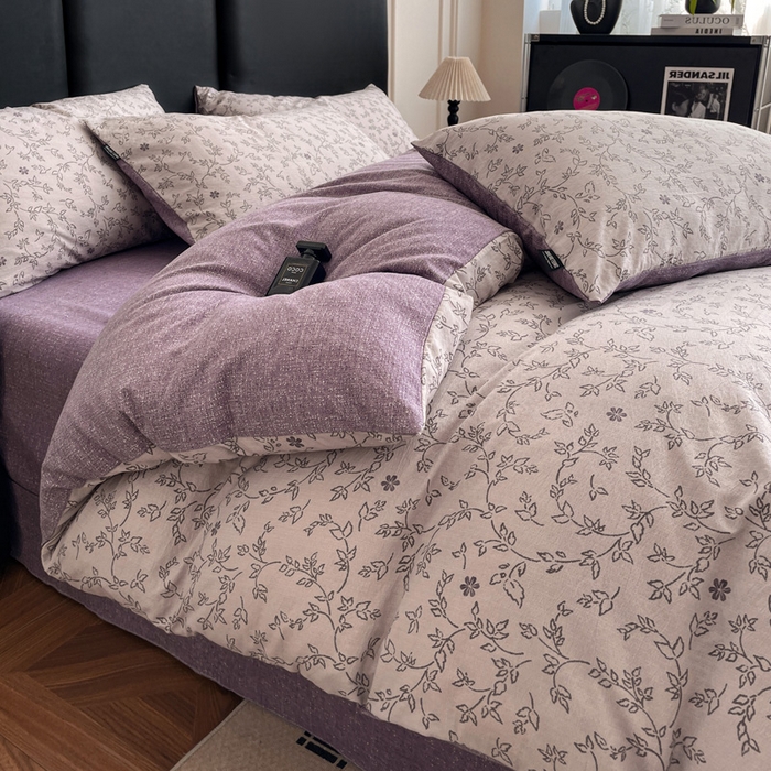 91家纺网 家纺一手货源 找家纺 海岛哥哥 2025新款原麻复古亚麻四件套系列 花谜