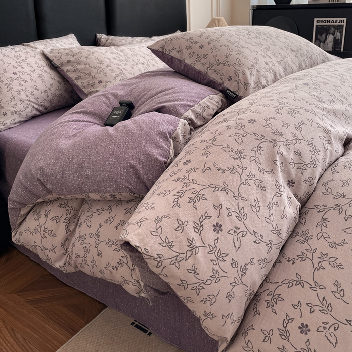 91家纺网 家纺一手货源 找家纺 海岛哥哥 2025新款原麻复古亚麻四件套系列 花谜