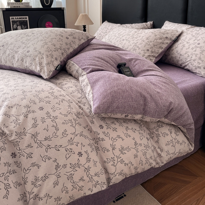 91家纺网 家纺一手货源 找家纺 海岛哥哥 2025新款原麻复古亚麻四件套系列 花谜