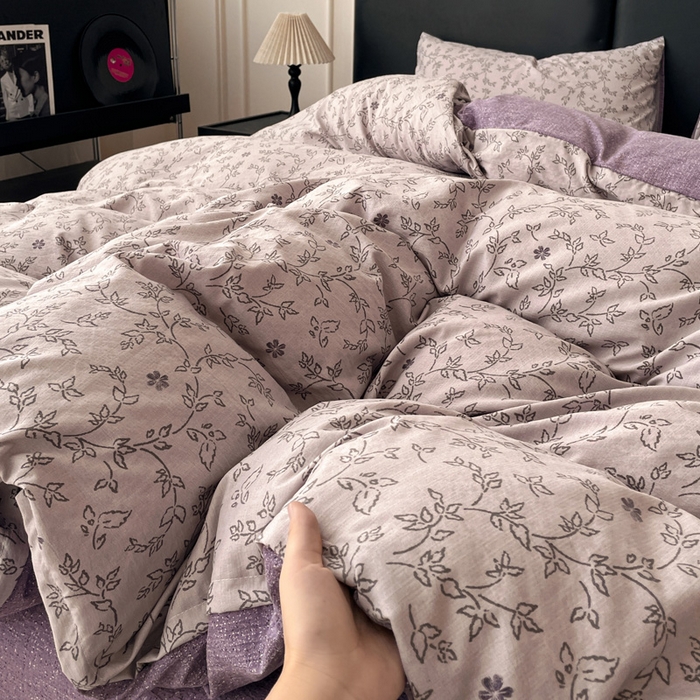 91家纺网 家纺一手货源 找家纺 海岛哥哥 2025新款原麻复古亚麻四件套系列 花谜