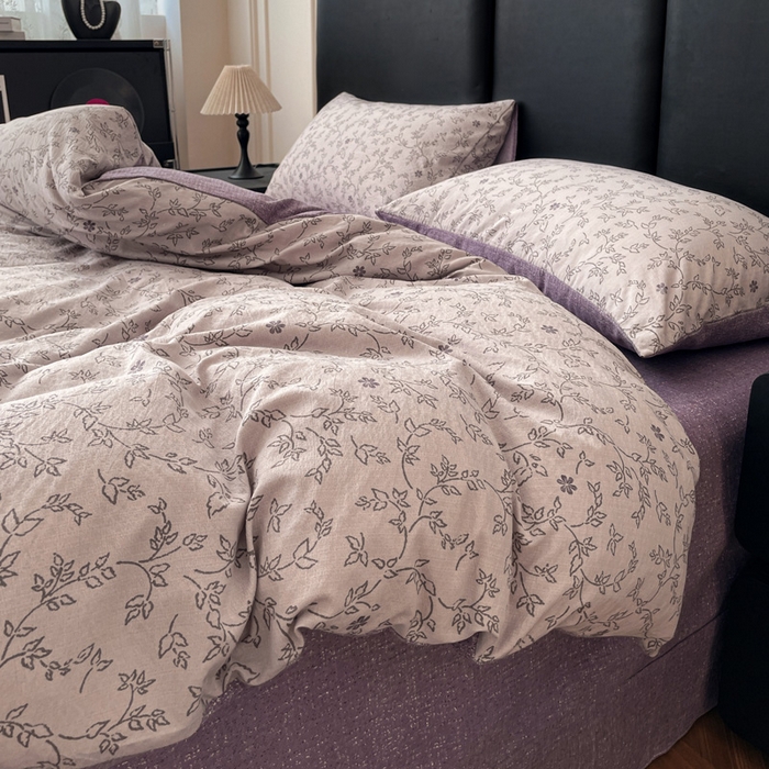 91家纺网 家纺一手货源 找家纺 海岛哥哥 2025新款原麻复古亚麻四件套系列 花谜