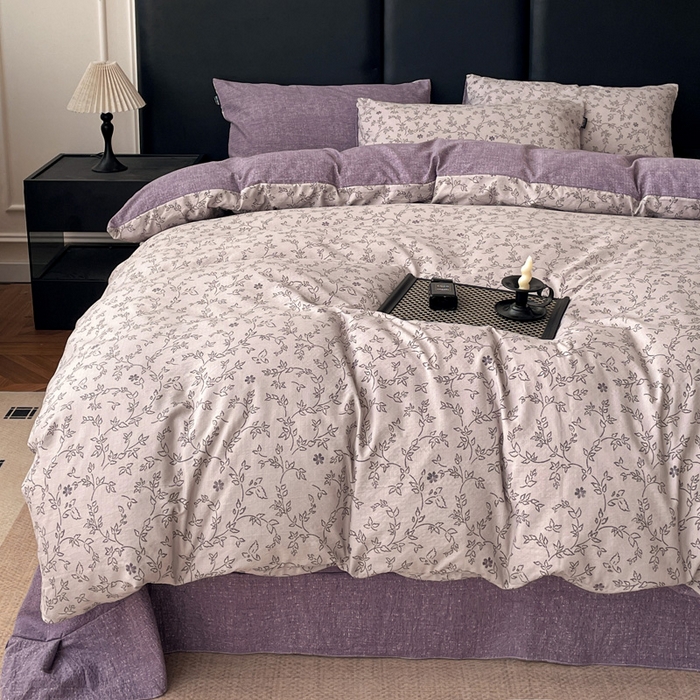 91家纺网 家纺一手货源 找家纺 海岛哥哥 2025新款原麻复古亚麻四件套系列 花谜