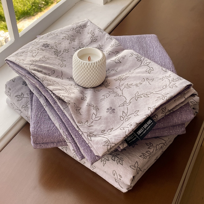 91家纺网 家纺一手货源 找家纺 海岛哥哥 2025新款原麻复古亚麻四件套系列 花谜