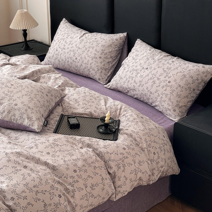 91家纺网 家纺一手货源 找家纺 海岛哥哥 2025新款原麻复古亚麻四件套系列 花谜