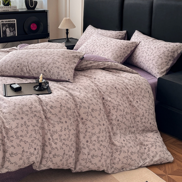 91家纺网 家纺一手货源 找家纺 海岛哥哥 2025新款原麻复古亚麻四件套系列 花谜