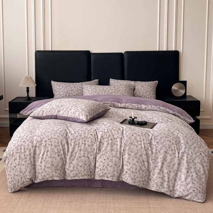 91家纺网 家纺一手货源 找家纺 海岛哥哥 2025新款原麻复古亚麻四件套系列 花谜