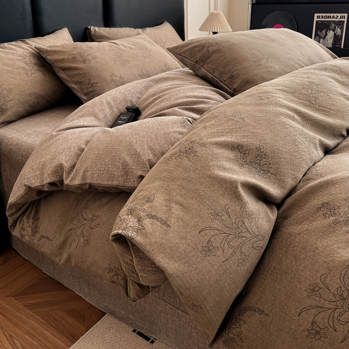 91家纺网 家纺一手货源 找家纺 海岛哥哥 2025新款原麻复古亚麻四件套系列 花田错