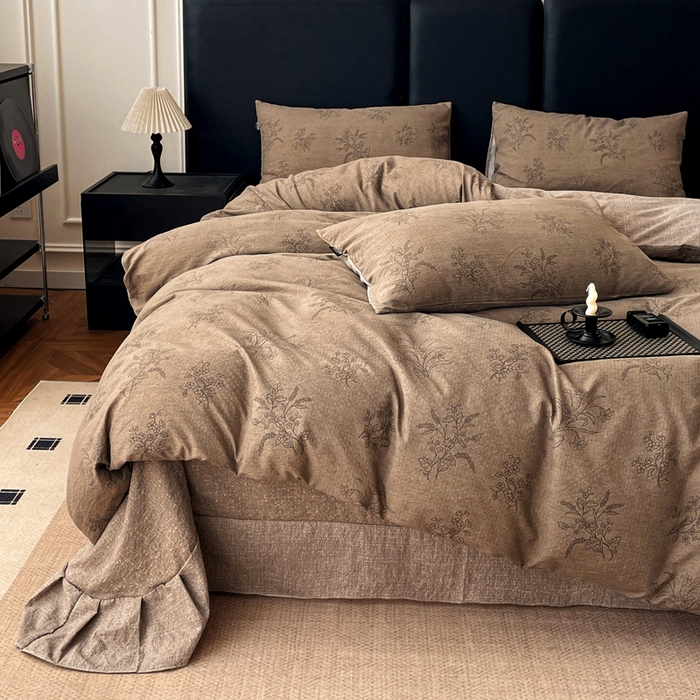 91家纺网 家纺一手货源 找家纺 海岛哥哥 2025新款原麻复古亚麻四件套系列 花田错