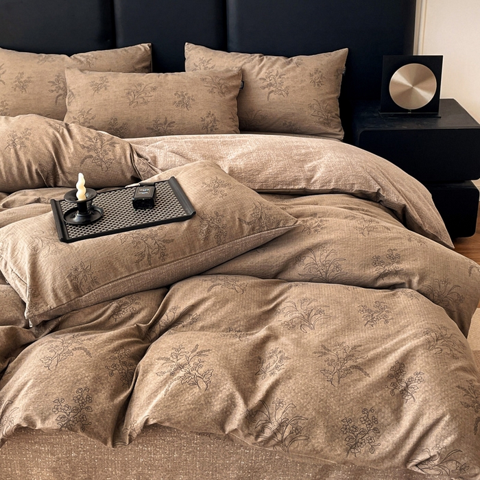 91家纺网 家纺一手货源 找家纺 海岛哥哥 2025新款原麻复古亚麻四件套系列 花田错