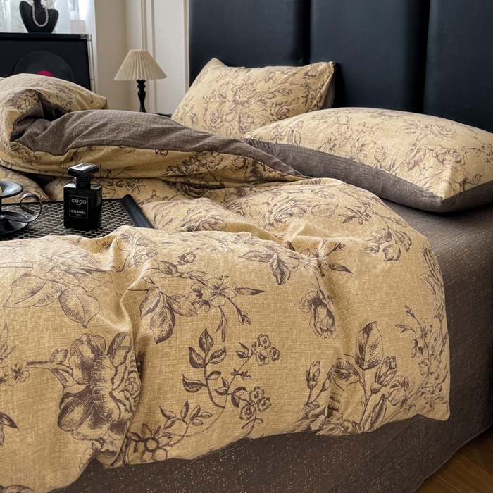 91家纺网 家纺一手货源 找家纺 海岛哥哥 2025新款原麻复古亚麻四件套系列 花无意