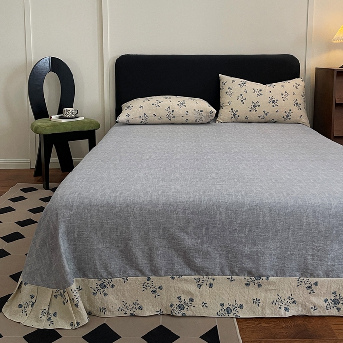 91家纺网 家纺一手货源 找家纺 海岛哥哥 2025新款原麻复古亚麻四件套系列 解语花