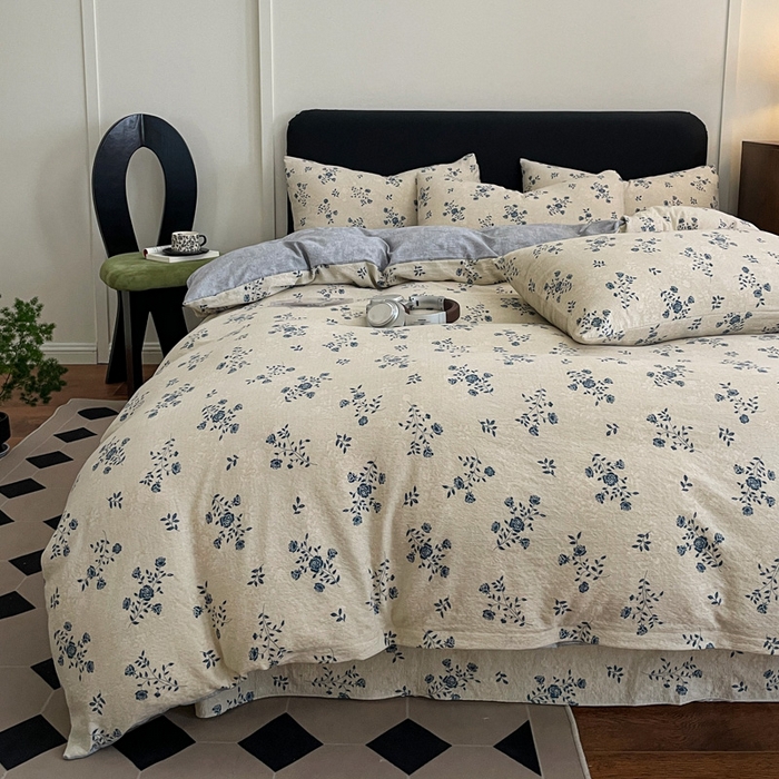 91家纺网 家纺一手货源 找家纺 海岛哥哥 2025新款原麻复古亚麻四件套系列 解语花