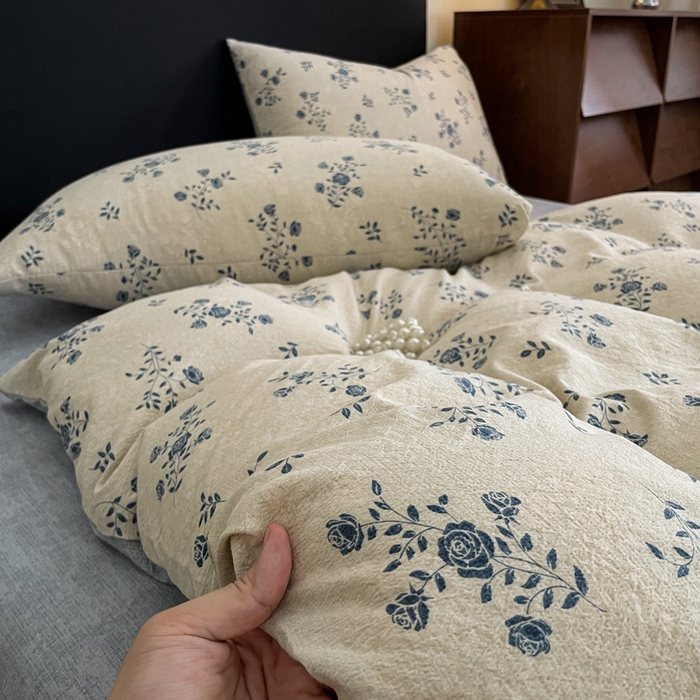 91家纺网 家纺一手货源 找家纺 海岛哥哥 2025新款原麻复古亚麻四件套系列 解语花