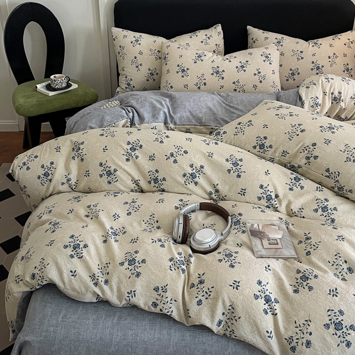 91家纺网 家纺一手货源 找家纺 海岛哥哥 2025新款原麻复古亚麻四件套系列 解语花