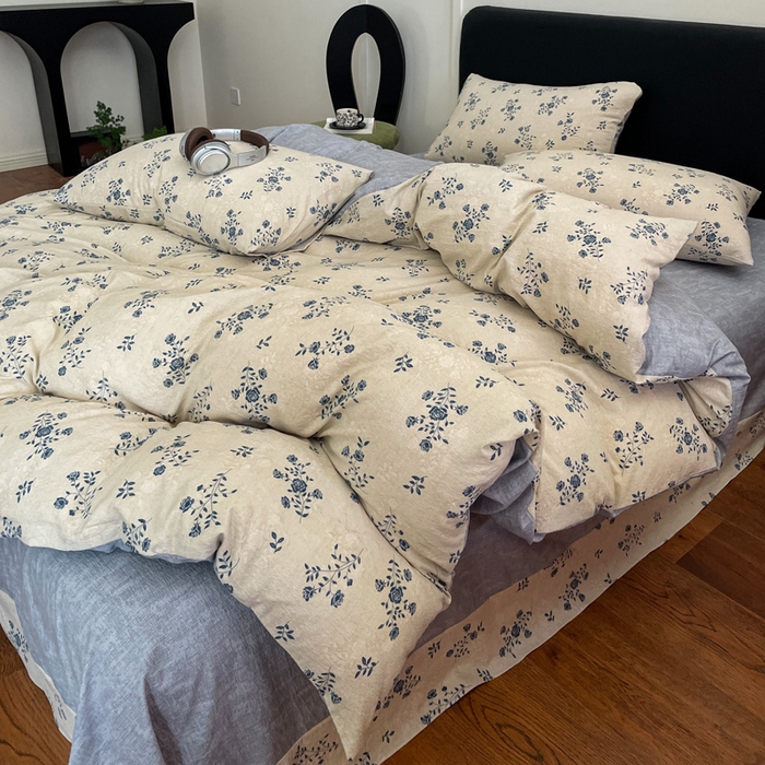 91家纺网 家纺一手货源 找家纺 海岛哥哥 2025新款原麻复古亚麻四件套系列 解语花