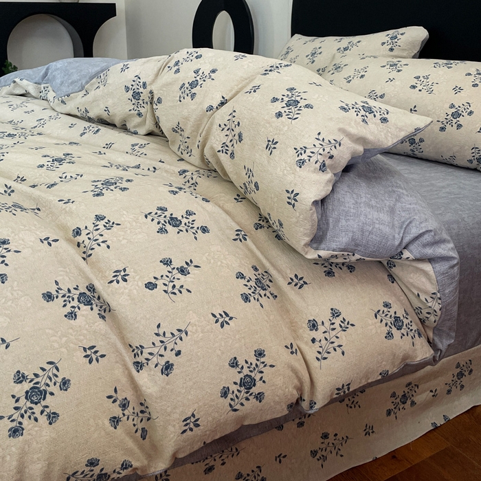 91家纺网 家纺一手货源 找家纺 海岛哥哥 2025新款原麻复古亚麻四件套系列 解语花