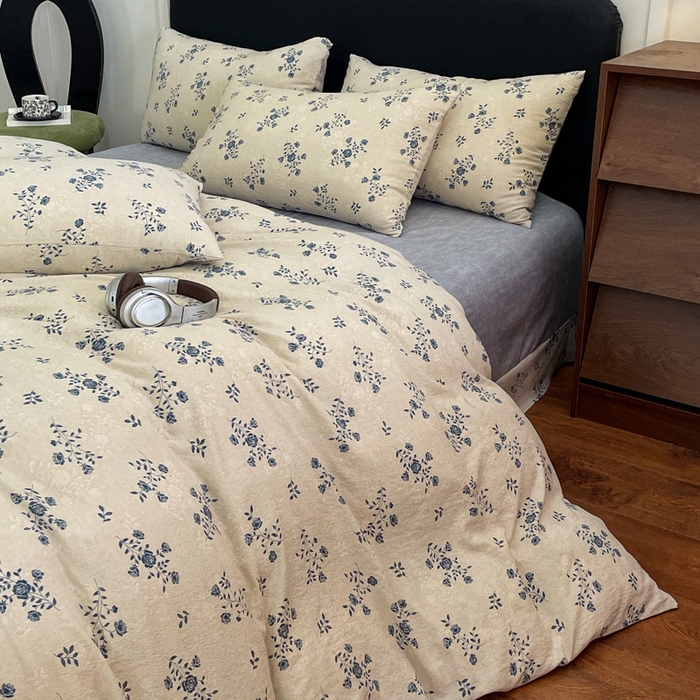 91家纺网 家纺一手货源 找家纺 海岛哥哥 2025新款原麻复古亚麻四件套系列 解语花