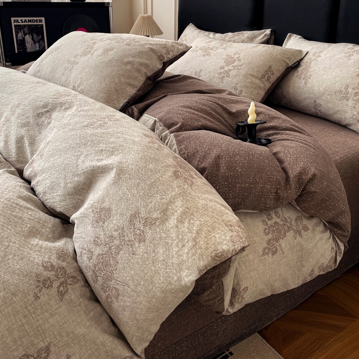 海岛哥哥 2025新款原麻复古亚麻四件套系列 静谧花香-咖