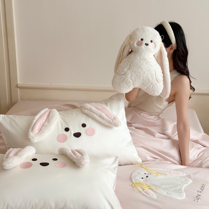 91家纺网 家纺一手货源 找家纺 [91家纺网精选] 新款100S长绒棉精密刺绣系列-樱桃奶兔