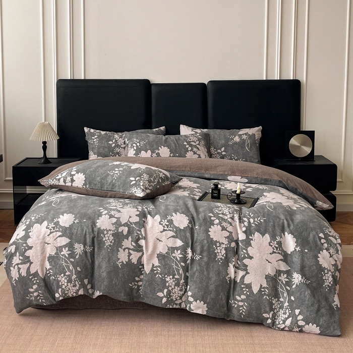 91家纺网 家纺一手货源 找家纺 海岛哥哥 2025新款原麻复古亚麻四件套系列 兰亭序-灰