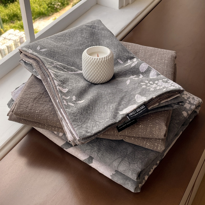 91家纺网 家纺一手货源 找家纺 海岛哥哥 2025新款原麻复古亚麻四件套系列 兰亭序-灰