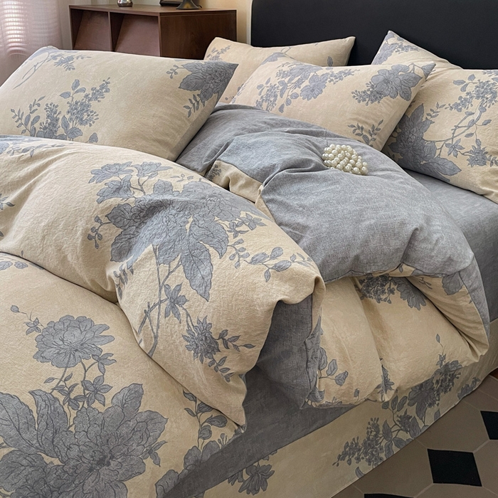 海岛哥哥 2025新款原麻复古亚麻四件套系列 兰亭序-米