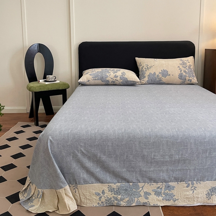 91家纺网 家纺一手货源 找家纺 海岛哥哥 2025新款原麻复古亚麻四件套系列 兰亭序-米