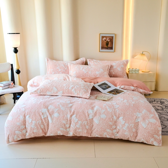 尚品凤凰2025 兔毛绒四件套 爱娜  粉