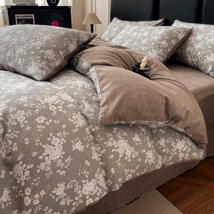 91家纺网 家纺一手货源 找家纺 海岛哥哥 2025新款原麻复古亚麻四件套系列 素颜