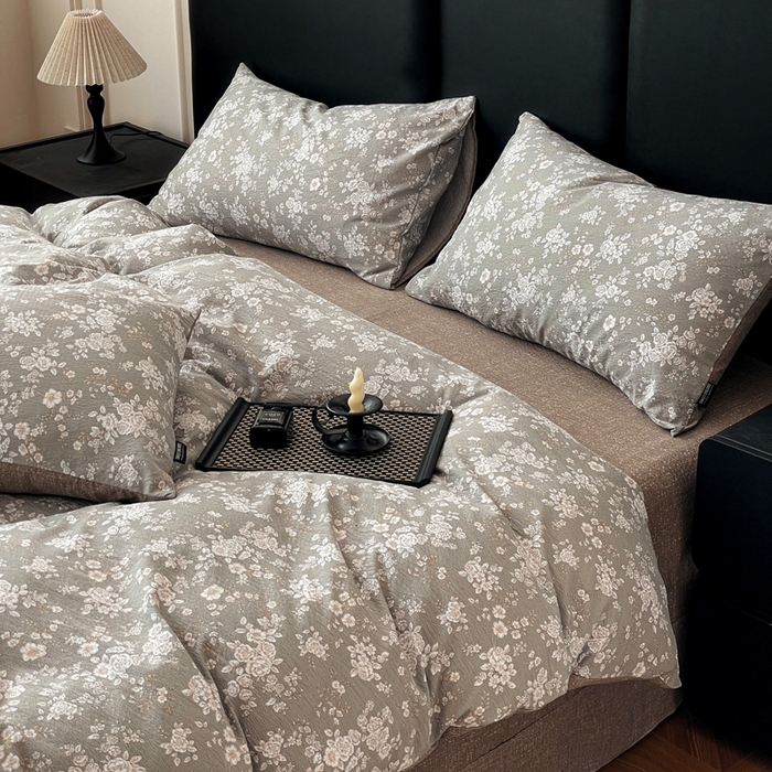 91家纺网 家纺一手货源 找家纺 海岛哥哥 2025新款原麻复古亚麻四件套系列 素颜