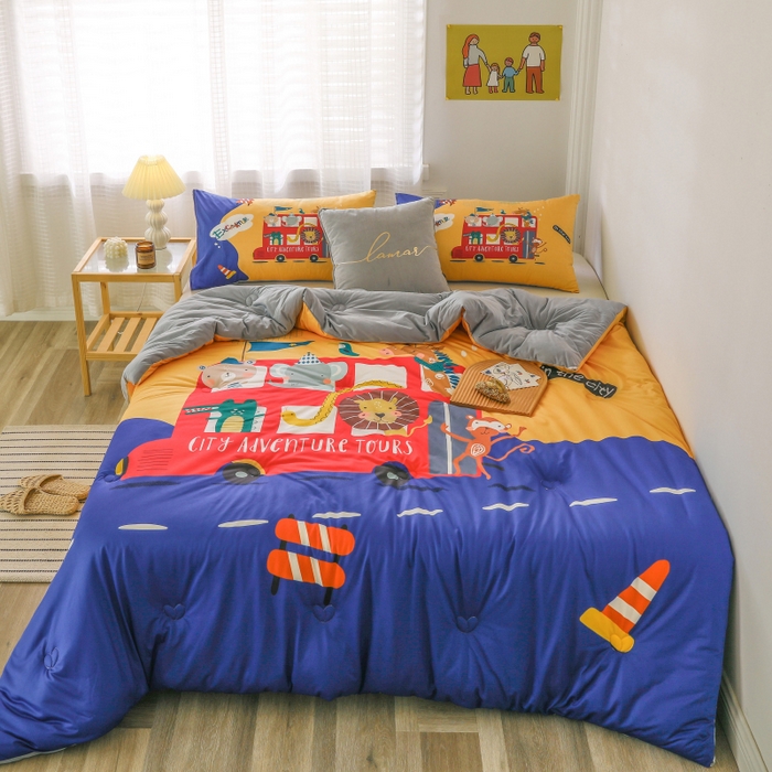 91家纺网 家纺一手货源 找家纺 （总）十九色 2025新款数码印花大版针织绒春秋冬被卡通被子被芯